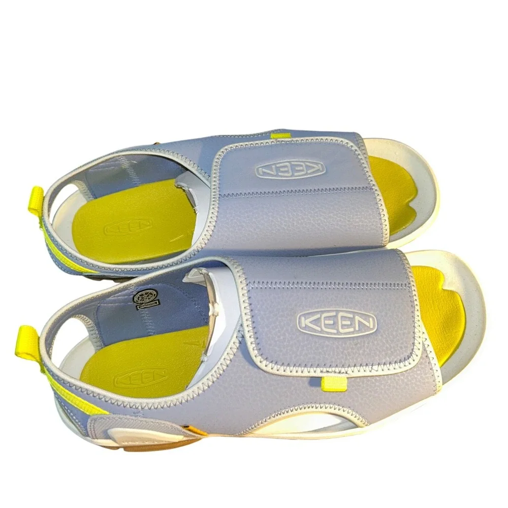 KEEN Kids Size 7‎  Newport H2 Water Sandals Lilac Yellow Hook and Loop